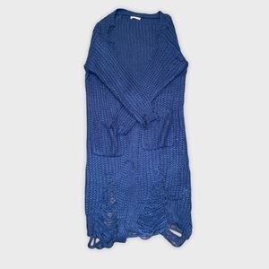 Cardigan. Blue distressed. OSFM